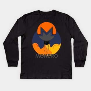 Rocket to The Moon : Monero Edition Kids Long Sleeve T-Shirt